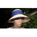 Lord & Taylor EXCLUSIVELY beige STRAW Kentucky DERBY HAT blue ribbon M 22.5"   eb-87617062